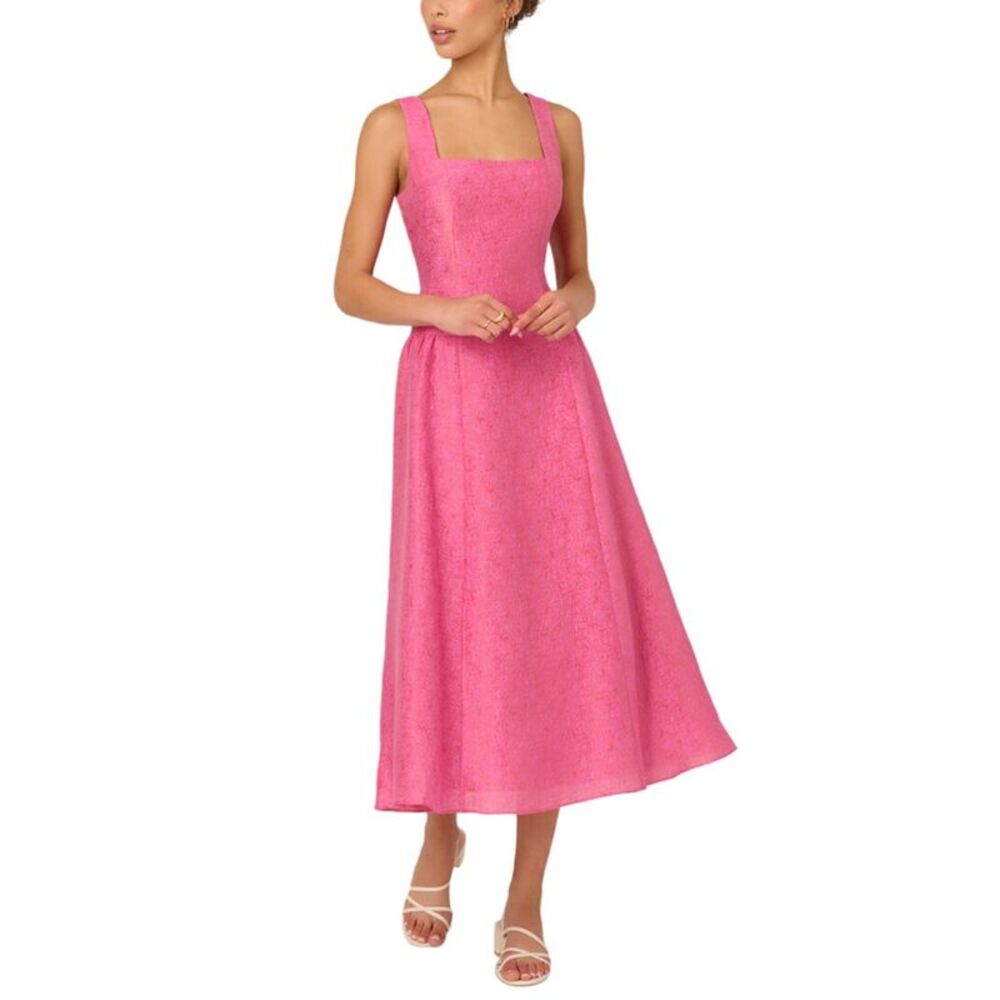 Adrianna Papell Womens Jacquard Midi Dress